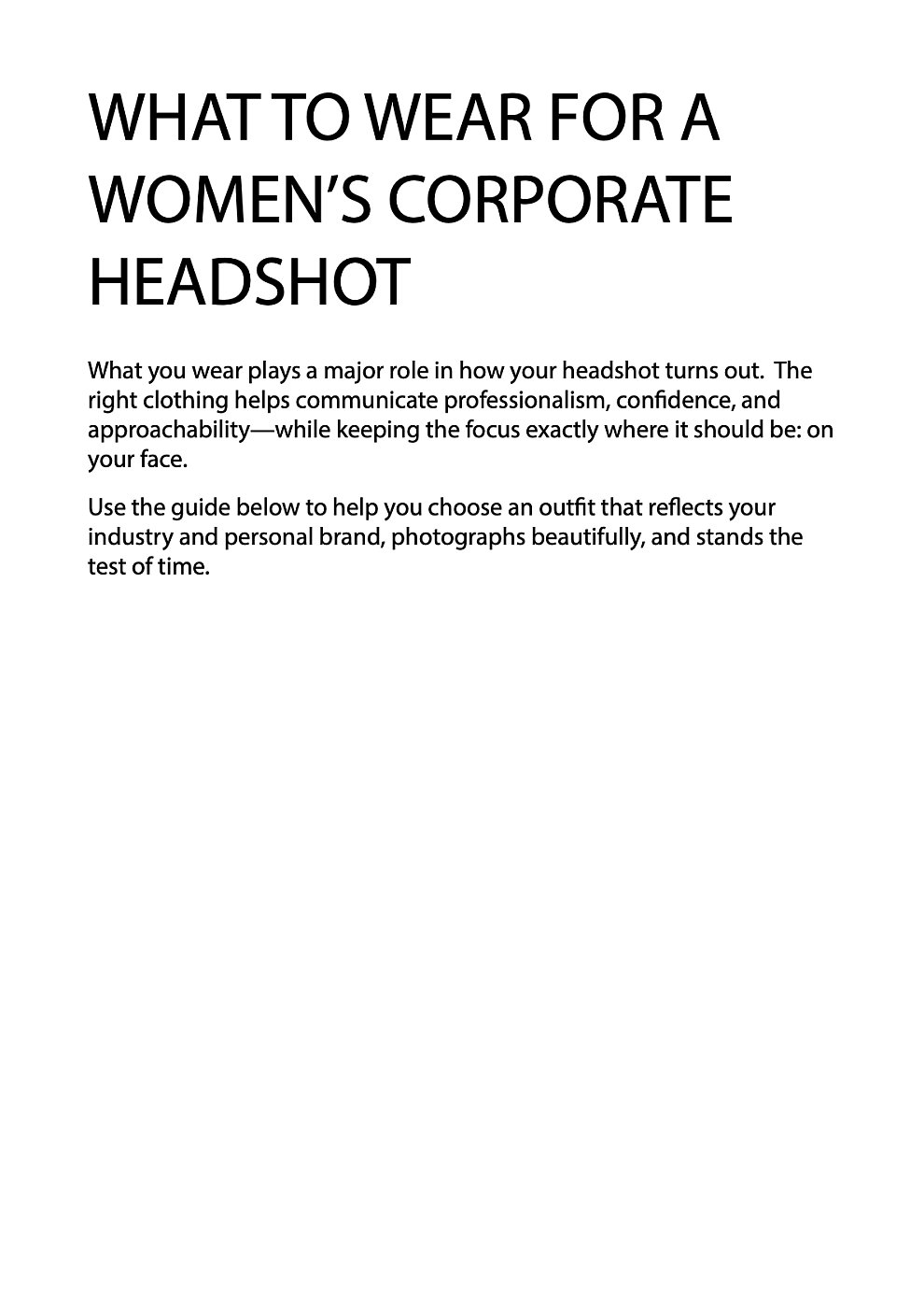 HEADSHOTS What to Wear for Women